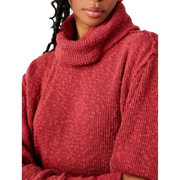 NEW FREE PEOPLE tommy turtleneck sweater in blended berry - Picture 4 of 4